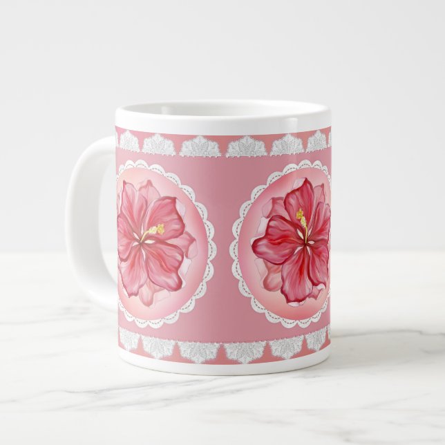 Taza De Café Gigante Hibiscus & lace RED (Izquierda)
