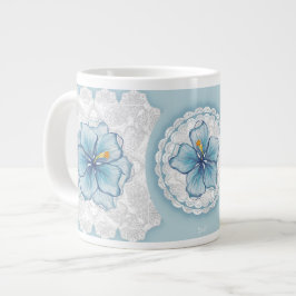 Taza De Café Gigante Hibiscus & lace TURQUOISE