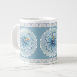Taza De Café Gigante Hibiscus & lace TURQUOISE