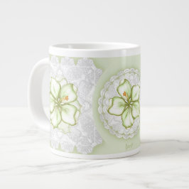 Taza De Café Gigante Hibiscus & lace WHITE