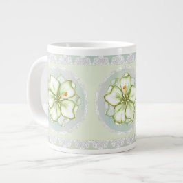 Taza De Café Gigante Hibiscus & lace WHITE