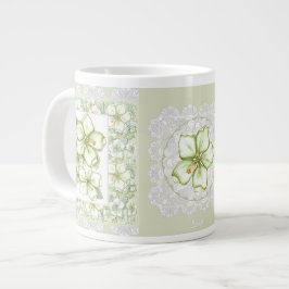 Taza De Café Gigante Hibiscus & lace WHITE
