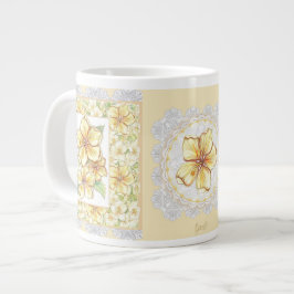 Taza De Café Gigante Hibiscus & lace YELLOW