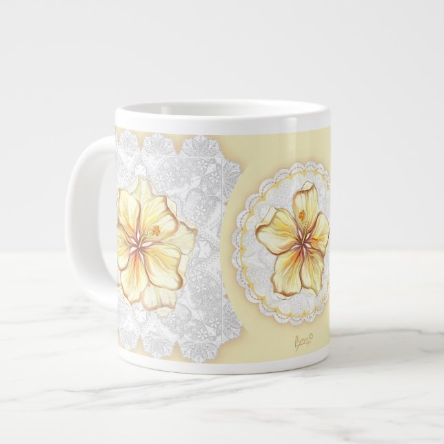 Taza De Café Gigante Hibiscus & lace YELLOW (Izquierda)