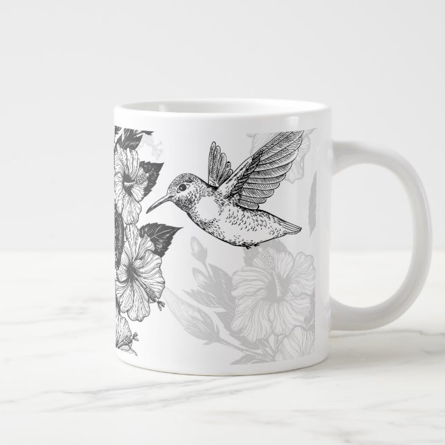 Taza De Café Gigante Hibiscus y colibrí (Derecha)