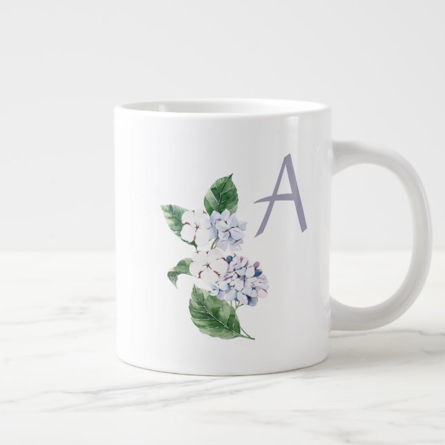 Taza De Café Gigante HIDROANGEA de primavera con carta personalizable (Derecha)
