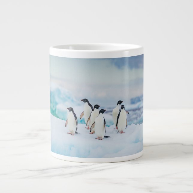 Taza De Café Gigante Hielo y nieve | Adelie Penguins Antártida (Frente)
