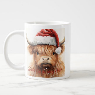 Taza De Café Gigante Highland Cow Santa 20 oz Jumbo Coffee Mug