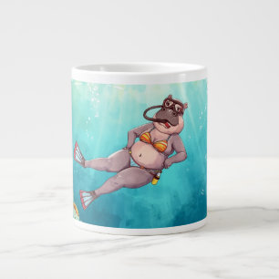 Taza De Café Gigante Hipopótamo buzo bajo el agua