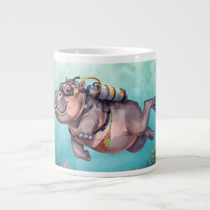 Taza De Café Gigante Hipopótamo de buceo bajo el agua