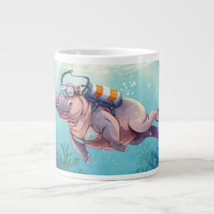 Taza De Café Gigante Hipopótamo de buceo bajo el agua