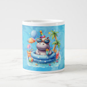 Taza De Café Gigante Hipopótamo en la piscina con nombre