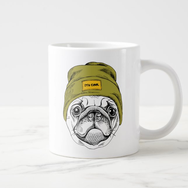 Taza De Café Gigante Hipster Pug| Es Guay (Derecha)
