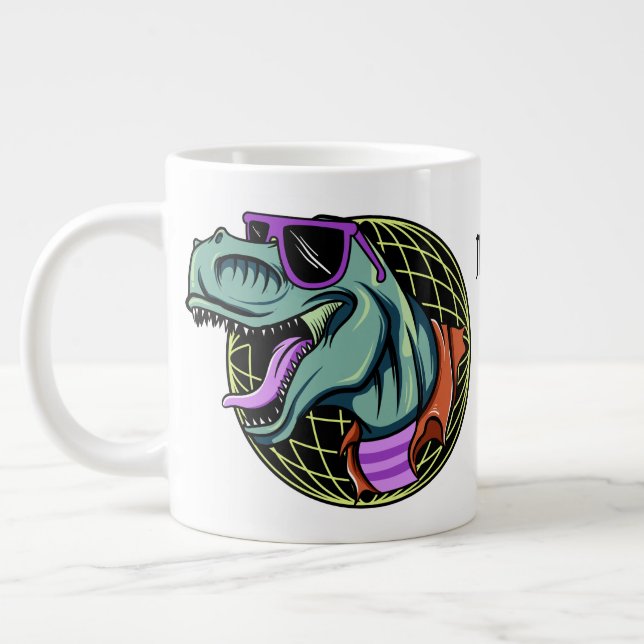 Taza De Café Gigante Hipster T-Rex personalizado monograma yumbo mug (Izquierda)