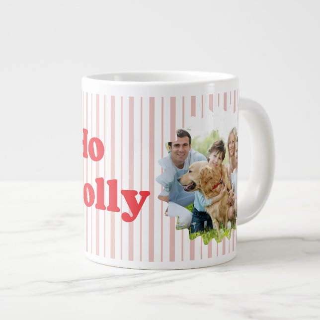 Taza De Café Gigante Ho Ho Ho Holy Jolly Christmas Striped (Derecha)