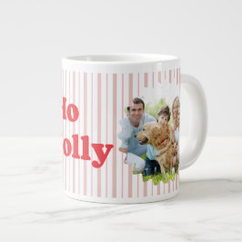 Taza De Café Gigante Ho Ho Ho Sagrado Alegre Navidad Rayado