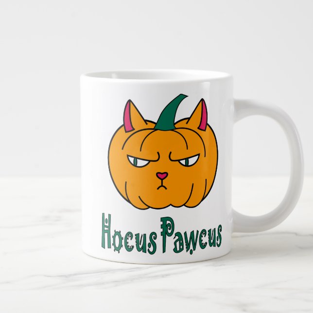 Taza De Café Gigante Hocucus pawcus Halloween calabaza ginger cat magia (Derecha)