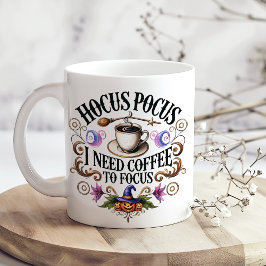 Taza De Café Gigante "Hocus Pocus I Need Coffee" Funny Witchy 