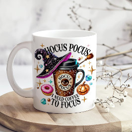 Taza De Café Gigante "Hocus Pocus Necesito Café" Divertida Bruja 
