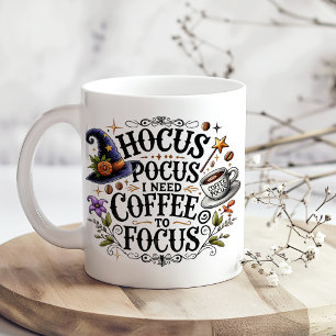Taza De Café Gigante "Hocus Pocus Necesito Café para Enfocarme"