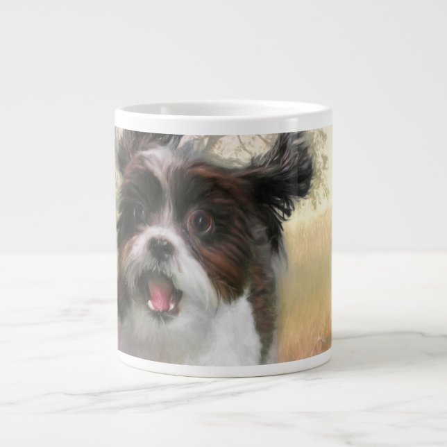 Taza De Café Gigante Hogar de cola alta para perros Apso de Lhasa (Frente)