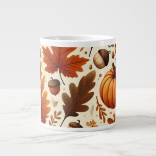 Taza De Café Gigante hojas/calabazas/bellotas clásicas Otoño