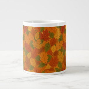 Taza De Café Gigante Hojas clásicas de otoño con patrón