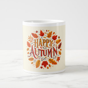 Taza De Café Gigante hojas clásicas y otoño feliz