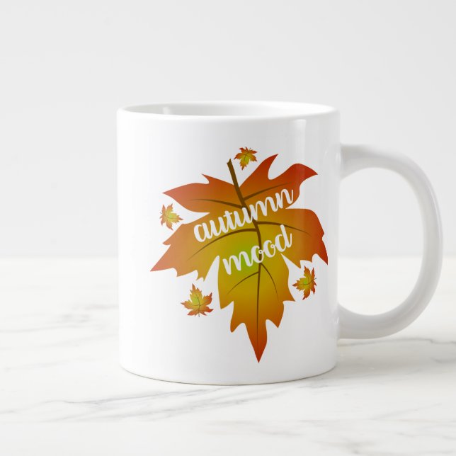 Taza De Café Gigante Hojas de arce en la tipografía de humor de otoño (Derecha)