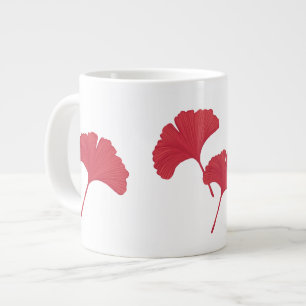 Taza De Café Gigante Hojas de Ginkgo Rojo