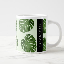 Taza De Café Gigante Hojas de palma, patrón tropical, nombre