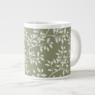 Taza De Café Gigante Hojas errantes verde oliva botánico