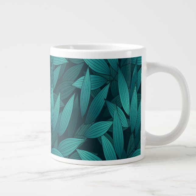 Taza De Café Gigante Hojas tropicales degradadas (Derecha)