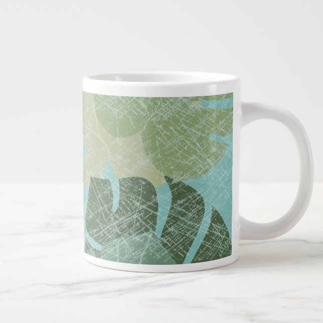 Taza De Café Gigante Hojas Tropicales Faded (Derecha)