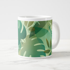 Taza De Café Gigante Hojas verdes aireadas de follaje tropical