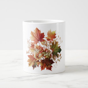 Taza De Café Gigante Hojas y flores de otoño en el arte de Bouquet en o