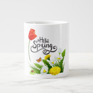 Taza De Café Gigante Hola Barniz Floral de primavera - Copa de café de