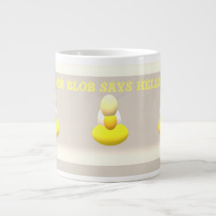 Taza De Café Gigante Hola Gracioso saludo MR Blob color crema amarillo