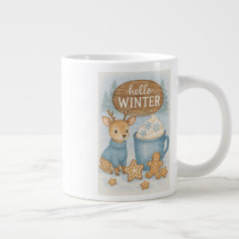 Taza De Café Gigante Hola Invierno.Rínter acogedor, Cacao caliente, Gin