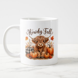 Taza De Café Gigante Hola Otoño Vaca Highland Feliz Día de Acción de Gr