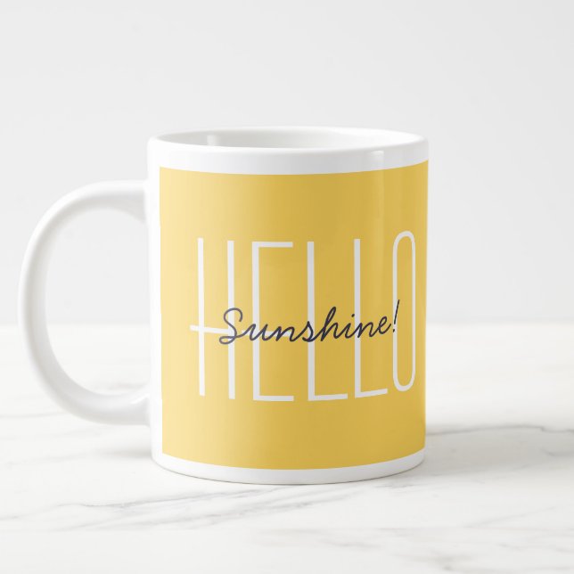 Taza De Café Gigante Hola Sunshine Typografía moderna amarilla (Izquierda)