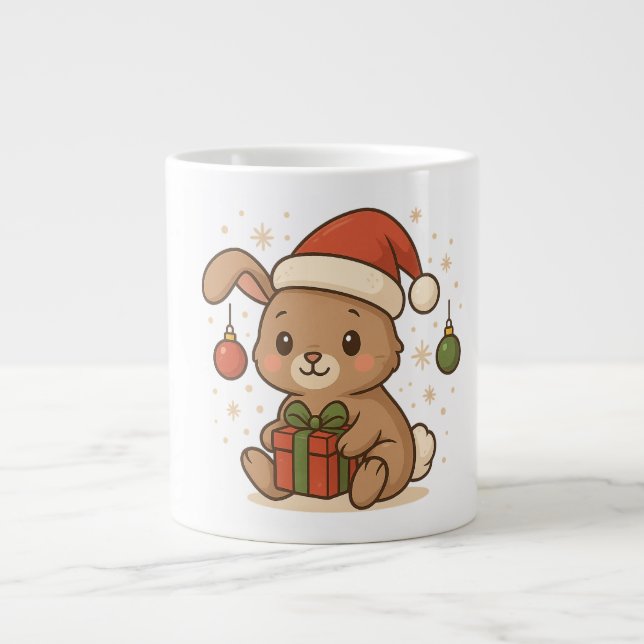 Taza De Café Gigante Holiday Bunny in Santa Hat (Frente)
