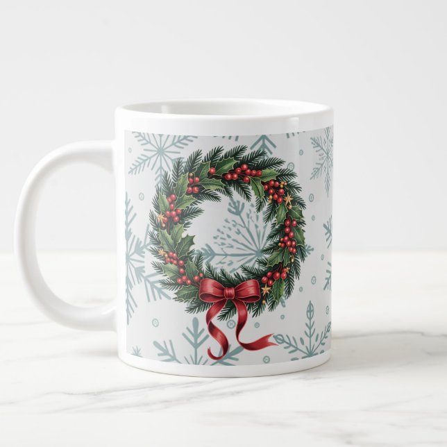 Taza De Café Gigante  Holiday Wreath Splendor (Izquierda)