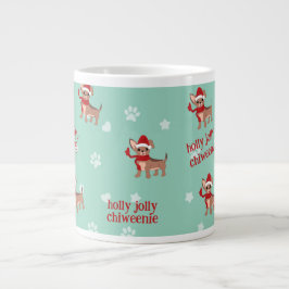 Taza De Café Gigante holly jolly Chiweenie