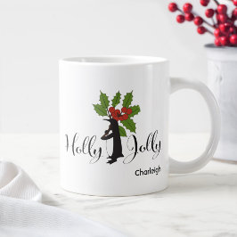 Taza De Café Gigante Holly Jolly Cute Funny Penguin Navidades