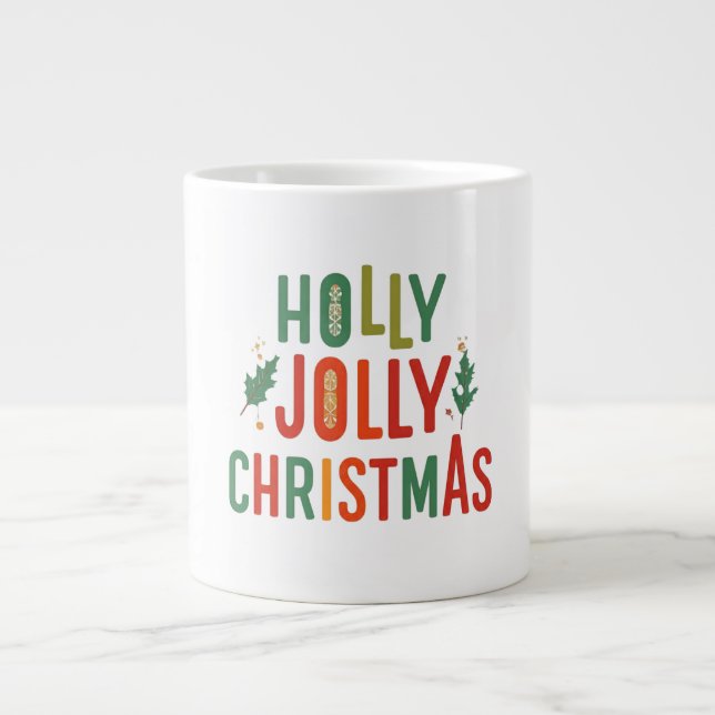 Taza De Café Gigante Holly Jolly Navidades Jumbo Mug Collection (Frente)