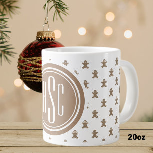 Taza De Café Gigante Hombre de jengibre de 20oz con monograma grande