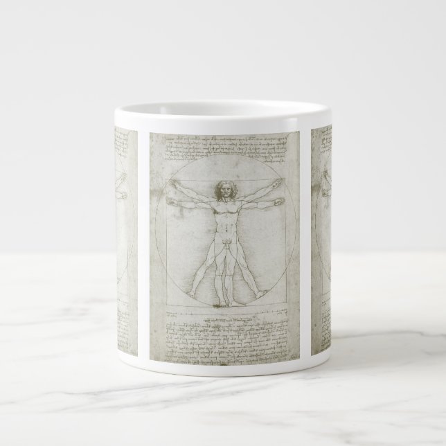 Taza De Café Gigante Hombre de Vitruvio de Leonardo da Vinci (Frente)