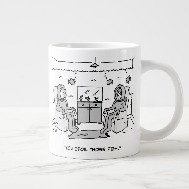 Taza De Café Gigante Hombre frena su pescado tropical - Personalizado d (Derecha)