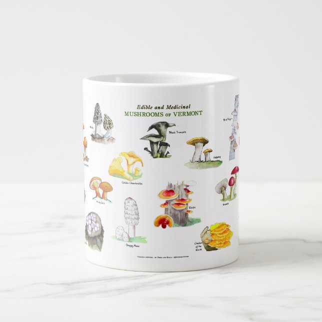 Taza De Café Gigante Hongos de los nombres vermont-comunes (Frente)